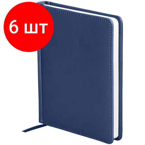 Комплект 6 шт, Ежедневник недатированный, А6, 136л, кожзам, OfficeSpace Winner, темно-синий ежедневник officespace winner недатированный искусственная кожа а6 136 листов бордовый