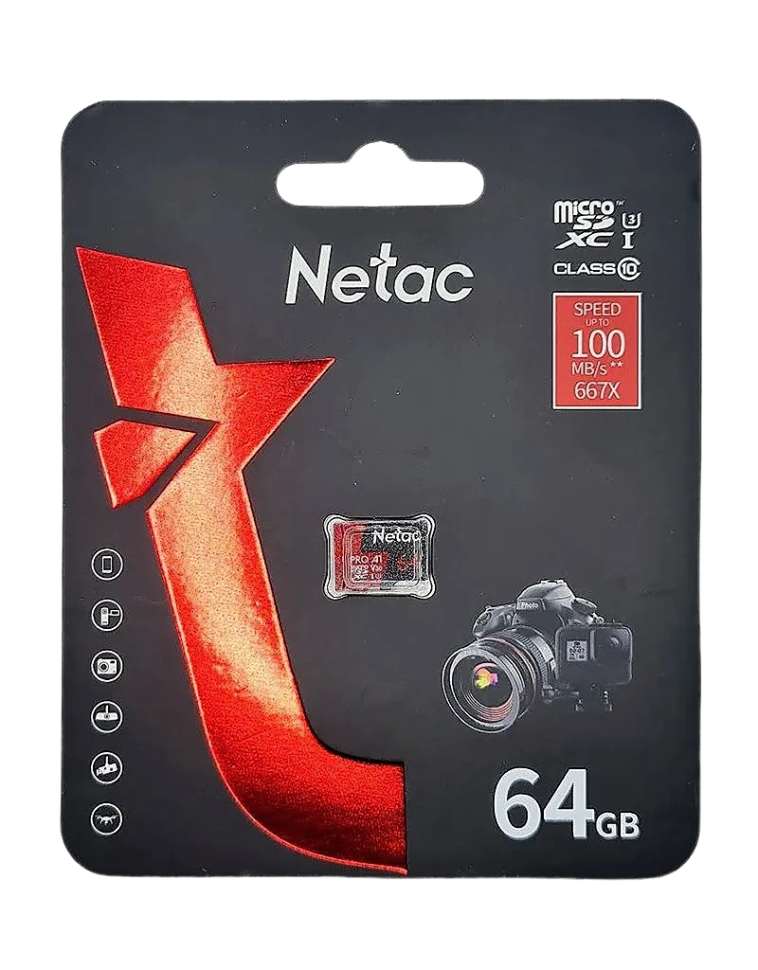 Карта памяти microSDXC UHS-I U3 NETAC P500 Extreme Pro 64 ГБ