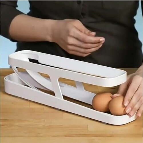 Двухъярусный органайзер для холодильника, для хранения яиц с автоматическим подкатом.