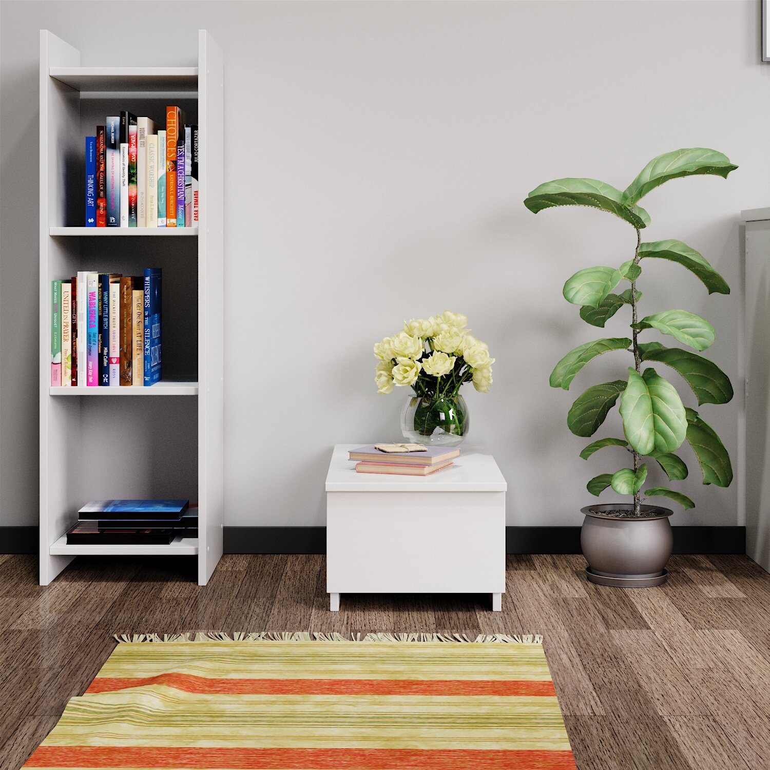 фото Тумба прикроватная, офисная с ящиками, тумба для спальни, на кухню и ванную белая domokomod c 1 ящиками33*50*24