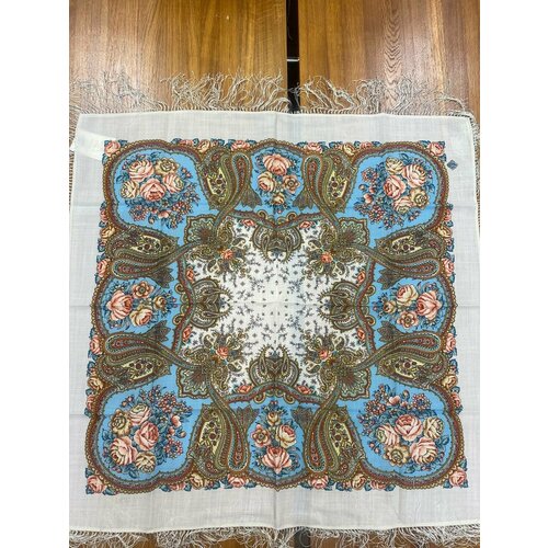 фото Платок-капюшон павловопосадская платочная мануфактура,130х130 см, красный