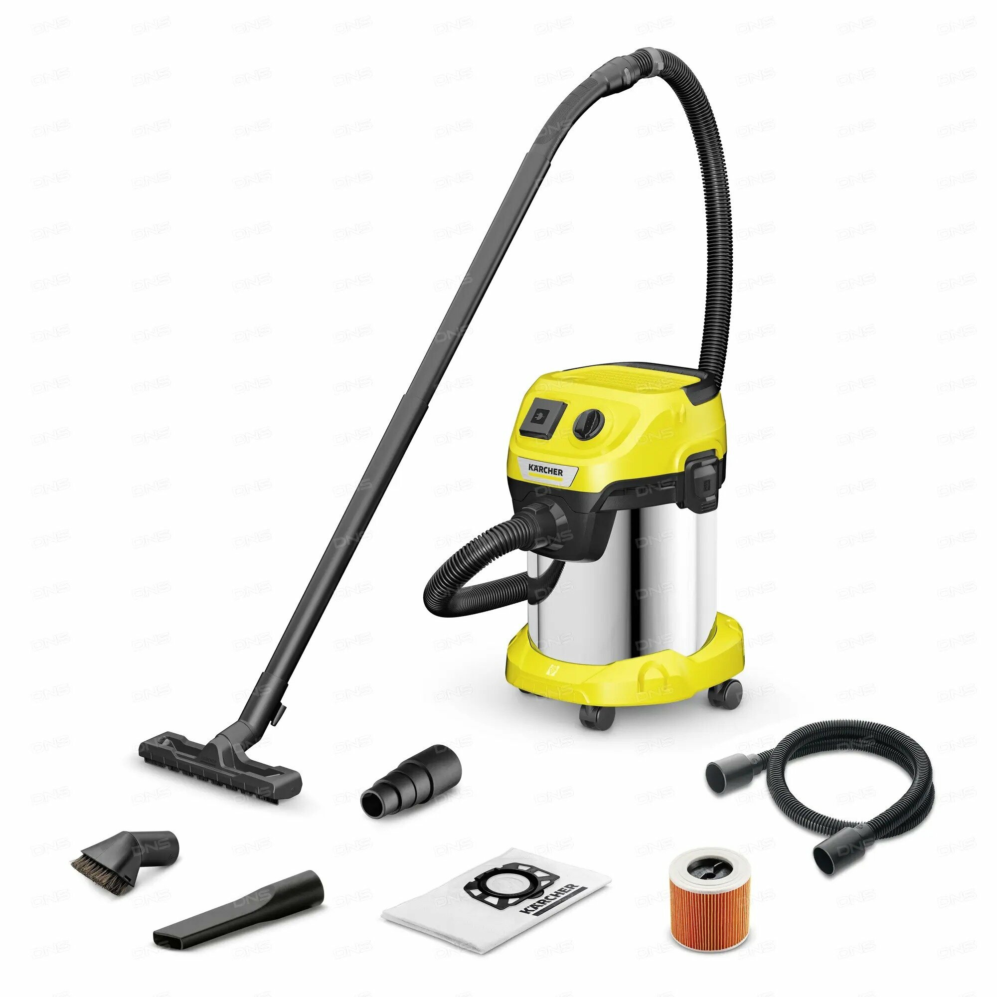 Хозяйственный пылесос KARCHER WD 3 V-17/4/20, 1000 Вт, желтый