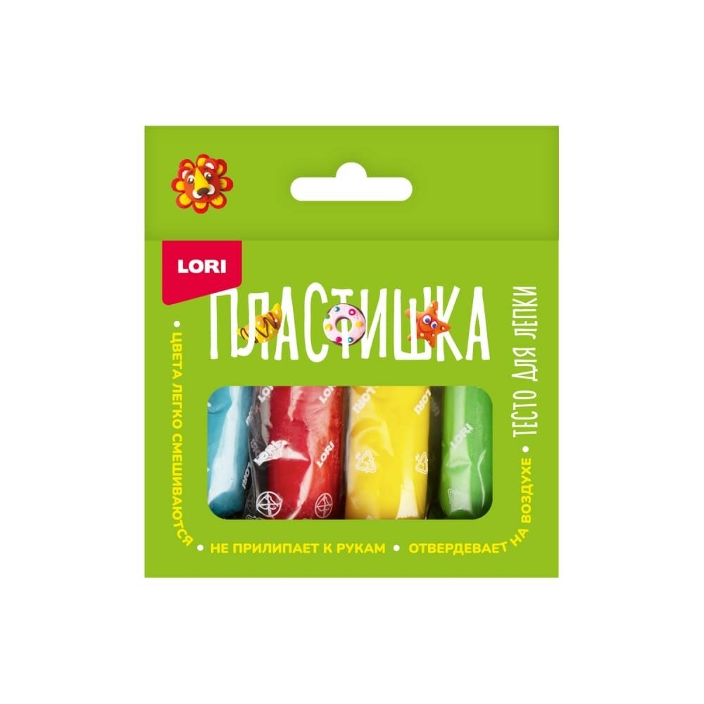 Набор д/творчества LORI Пластишка. Тесто для лепки 4 цв по 30 гр Тдл-046