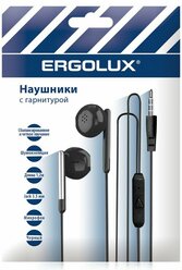 Наушники вкладыши с микрофоном проводные ERGOLUX промо 1,2м, 3.5мм