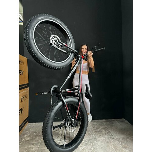 фото Велосипед фэтбайк fatbike richiesto tt089/9s 26" алюминиевая рама 17" спортивный вездеход унисекс, красный