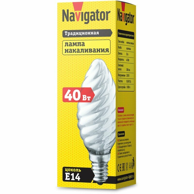 Лампа накаливания Е14 Navigator 94 330 NI-TC-40-230-E14-FR, цена за 1 шт.