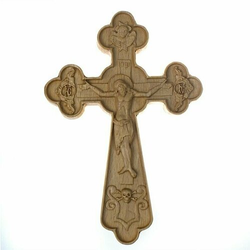Крест Православный резной крест 17101 резной деревянный средний дуб 45см