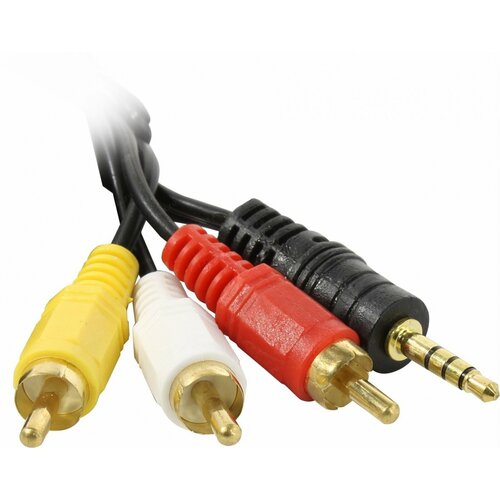 фото Кабель atcom 3xrca - mini jack 3.5 mm (at7320), длина 1.8 м, 1 шт., черный