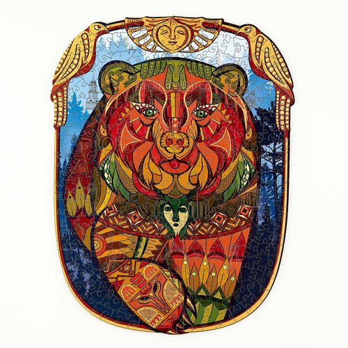 Деревянный пазл для взрослых и детей INPLAYWOOD в подарочной коробке/ Медведь/ Размер 28 x 36 см/ 350 деталей