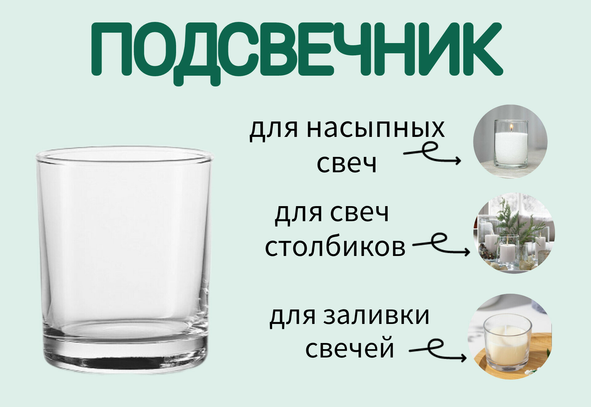 Подсвечник колба стеклянный для свеч столбиков, чайных, насыпных 8см * 6,5 см