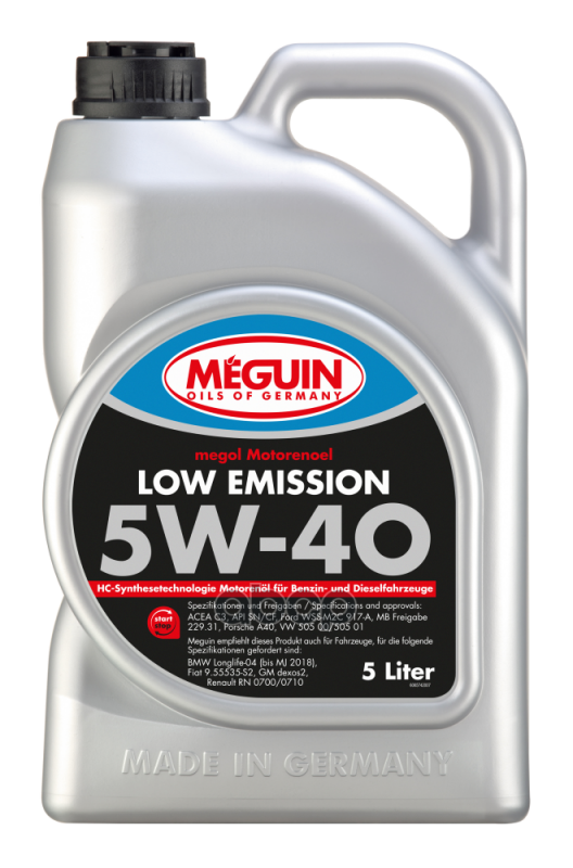 Meguin 5W-40 5L 6574 Megol Motorenoel Low Emission Cf/Sn C3 Нс-Синт. Мот. масло