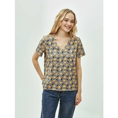 фото Футболка la-lama, размер xs, желтый, серый