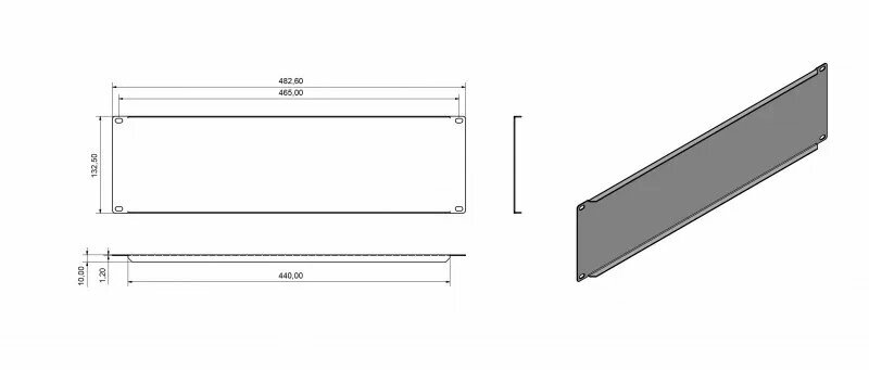 Hyperline BPV-3-RAL9005 Фальш-панель на 3U