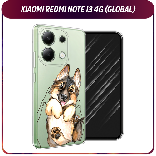 Силиконовый чехол на Xiaomi Redmi Note 13 4G (Global) / Сяоми Редми Нот 13 4G Овчарка в ладошках, прозрачный
