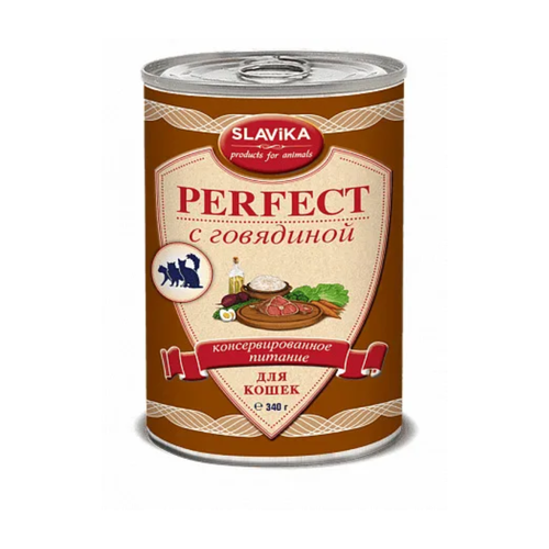 Корм для кошек влажный SLAVIKA PERFECT говядина 340г