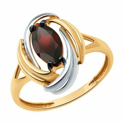 фото Кольцо diamant online, золото, 585 проба, гранат, размер 17.5, красный