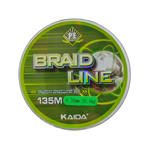 Плетеный шнур BRAID LINE Каида green 135m 0,30 мм 30.4кг плетенка kaida braid line