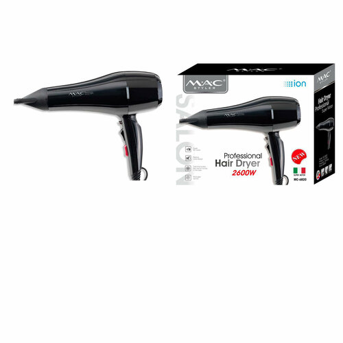 Профессиональный фен 2600W с 2 режимами нагрева и 2 скоростями холодный поток ионизация тихий мотор 314900₽