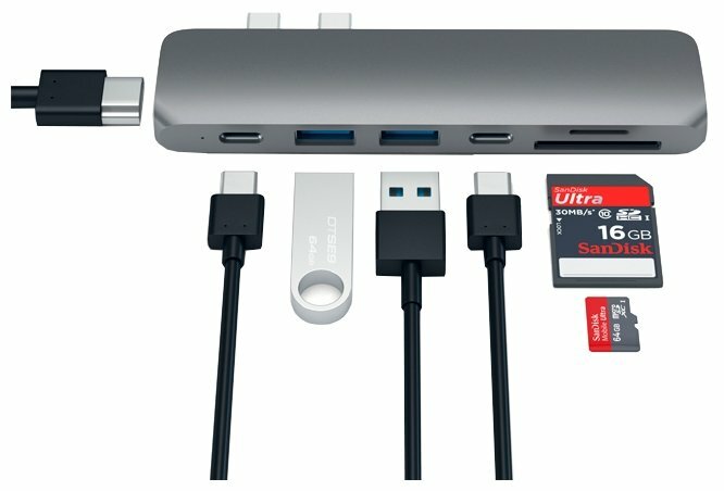 USB-концентратор Satechi Type-C Pass-Through USB Hub with USB-C Charging Port (ST-TCUP) разъемов: 3