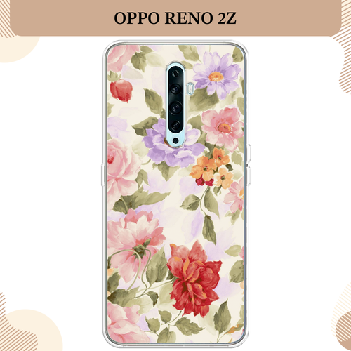 Силиконовый чехол Акварельные пионы на Oppo Reno 2Z / Оппо Reno 2Z силиконовый чехол на oppo reno 2z оппо рено 2z пионы сиреневые