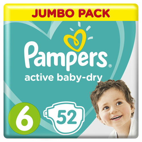 Pampers Подгузники Active Baby Extra Large (16-18 кг), 52шт/уп