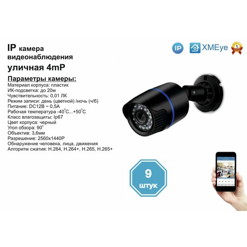 9шт DVB100IP4MP. Уличная IP камера 4мП с ИК до 20м.