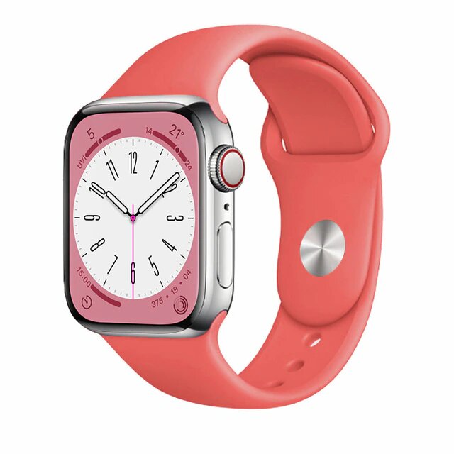 Ремешок силиконовый Sport для Apple Watch 42/44/45/49 мм, 235мм, на кнопке, розово-красный (39)