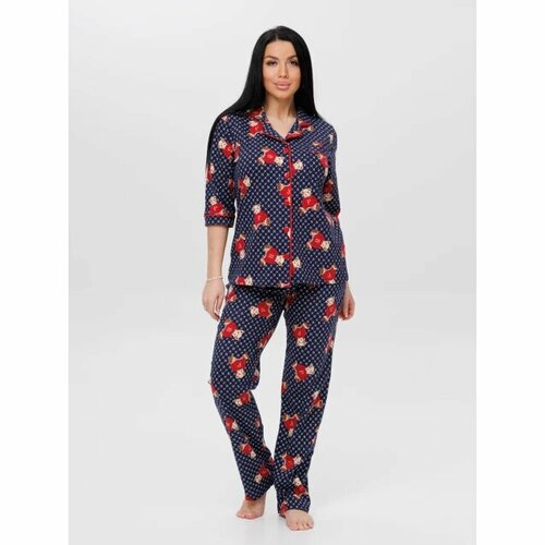 Пижама Iren Style, размер 54, синий, зеленый