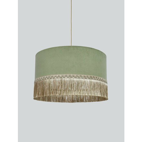 Абажур бархатный с бахромой ABA Design studio, диаметр 45 см, зеленый