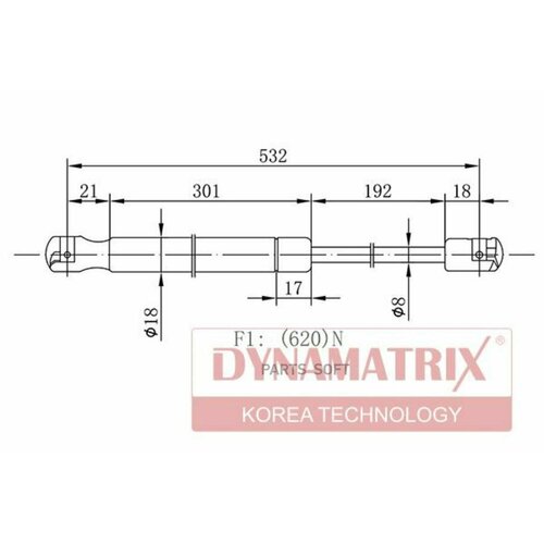 Амортизатор багажника Dynamatrix-Korea DGS018613 для SsangYong Kyron