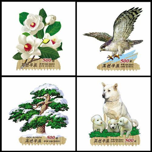 Почтовые марки Северная Корея 2020г. Деревянные марки Цветы MNH почтовые марки северная корея 1995г животные неперфорированные марки фауна mnh