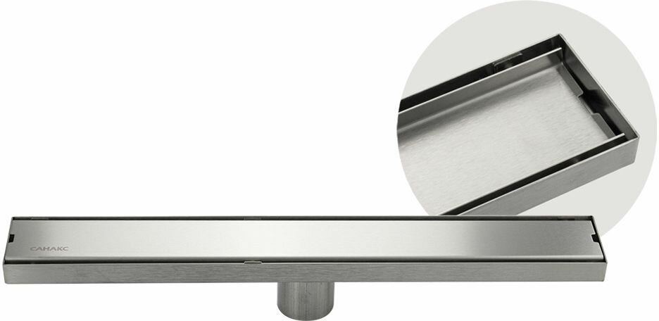 фото Трап 600х68 мм, нержавеющая сталь, линейный, вертикальный, с сухим затвором