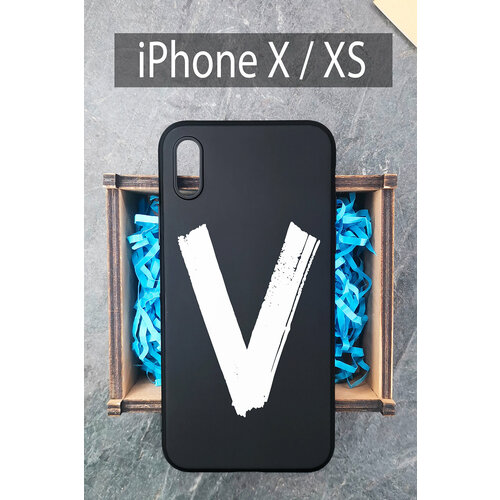 Силиконовый чехол Буква V для iPhone X / на Айфон Х силиконовый чехол буква v для iphone 7 на айфон 7