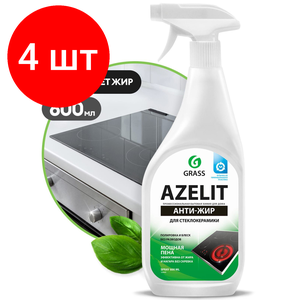 Комплект 4 шт, Средство для чистки плит, стеклокерамики от жира/нагара 600мл GRASS AZELIT щелочное, р, 125642