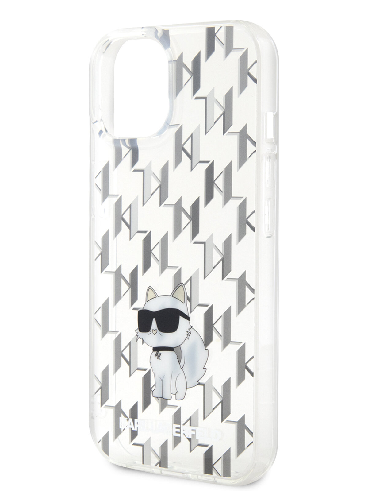 Lagerfeld для iPhone 15 чехол PC/TPU Monogram NFT Choupette Hard Transparent