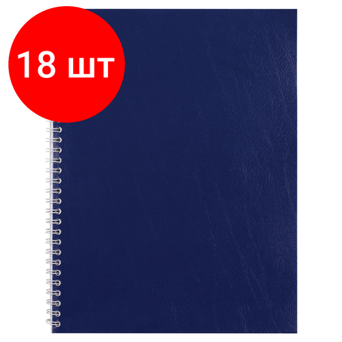 Комплект 18 шт, Тетрадь бумвинил, А5, 96 л, гребень, офсет №1, клетка, с полями, STAFF, синий, 403415