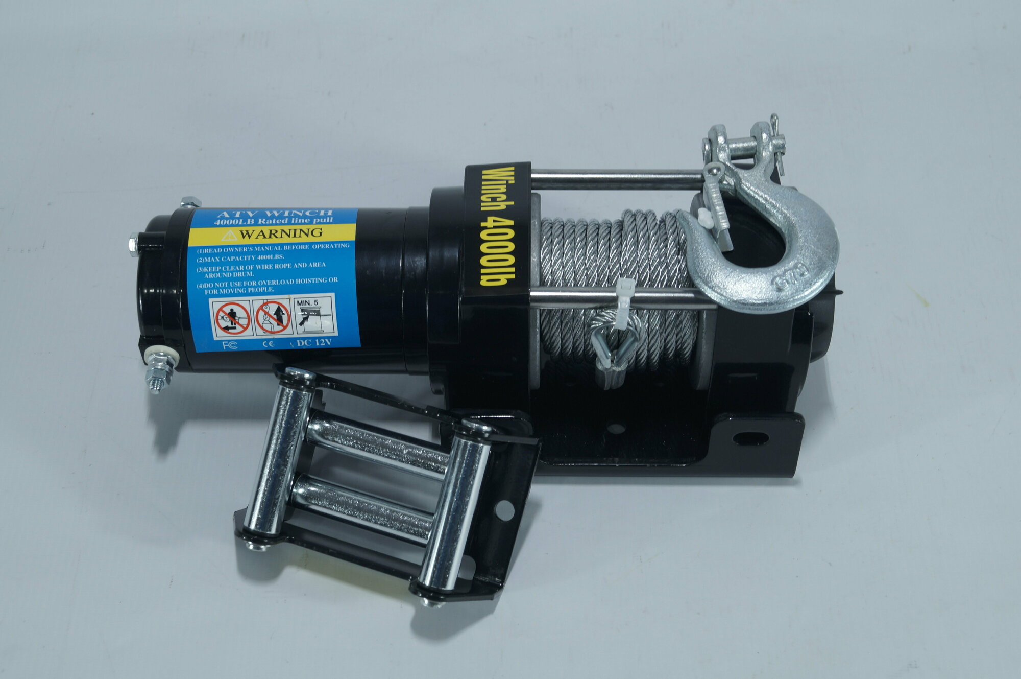 Лебедка автомобильная электрическая 4000lbs / 12V Electric Winch / предельная нагрузка 1814 кг / стальной трос / ATV / лебёдка для квадроциклов / снегоход / мототехника / трос 10 м — фото 3