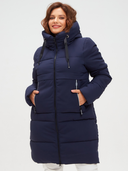 куртка  LINA REY женская пуховик зимний, размер 58, синий