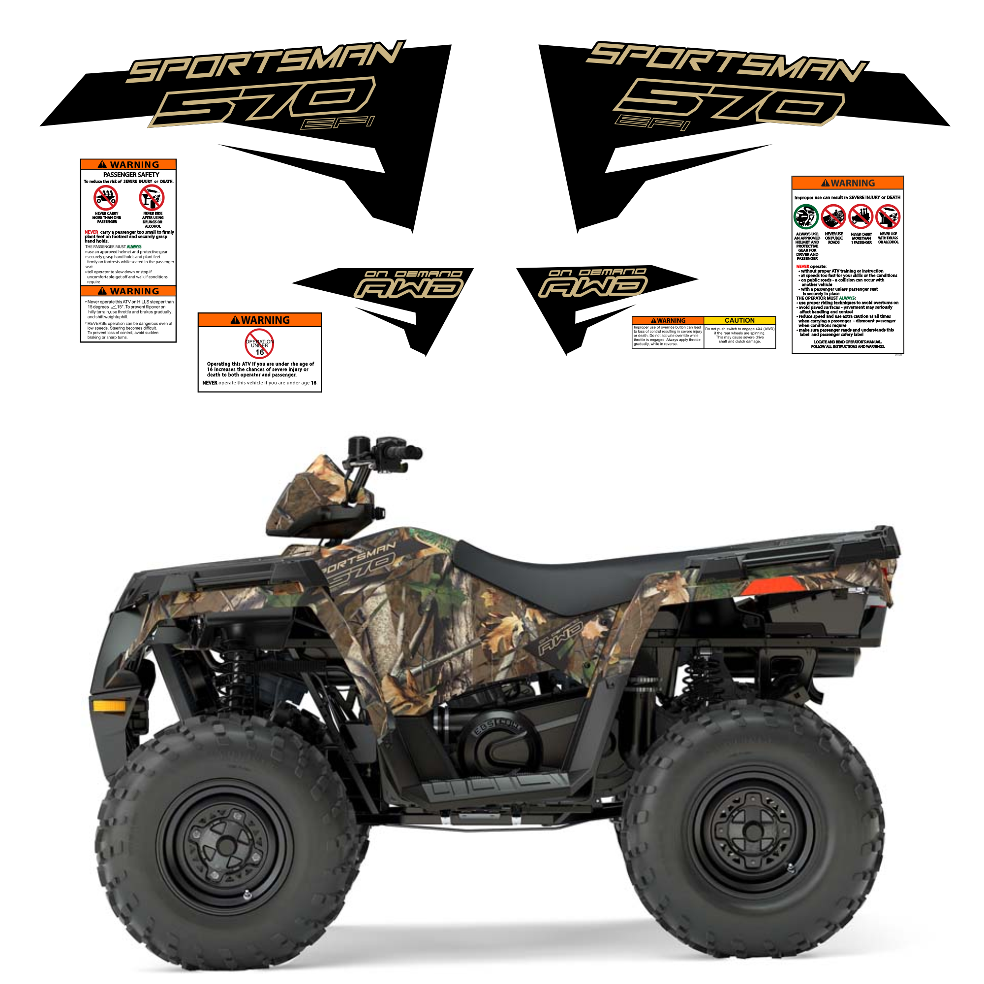 Наклейки POLARIS SPORTSMAN 570 черные