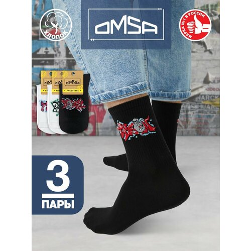 фото Носки omsa, 3 пары, 3 уп., размер 42-44, мультиколор