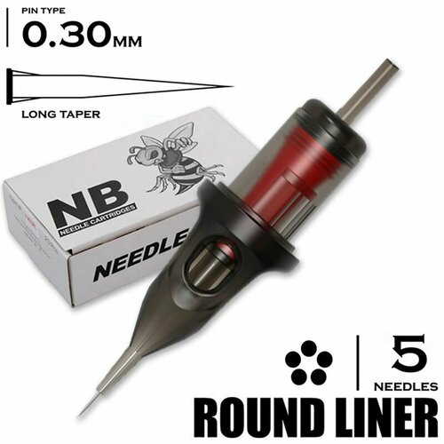 Картриджи для татуировки и тату NB BEE NEEDLE 5 RLLT/0.30 Round Liner, 20шт/уп.