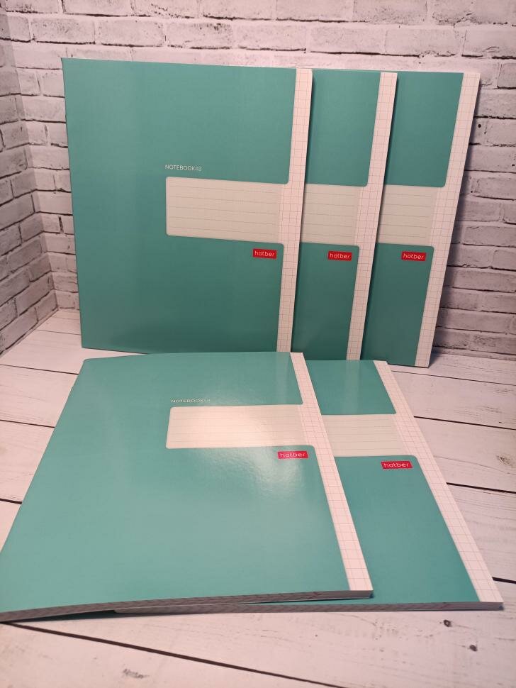 Тетрадь 48 листов, клетка с полями Бирюза. Блок 65 г/м, А5, 5шт (Хатбер) — фото 1