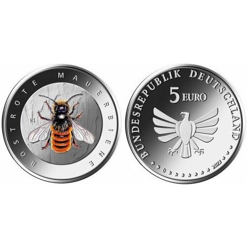 Германия 5 евро, 2023 Удивительный мир насекомых - Красная пчела Мейсон