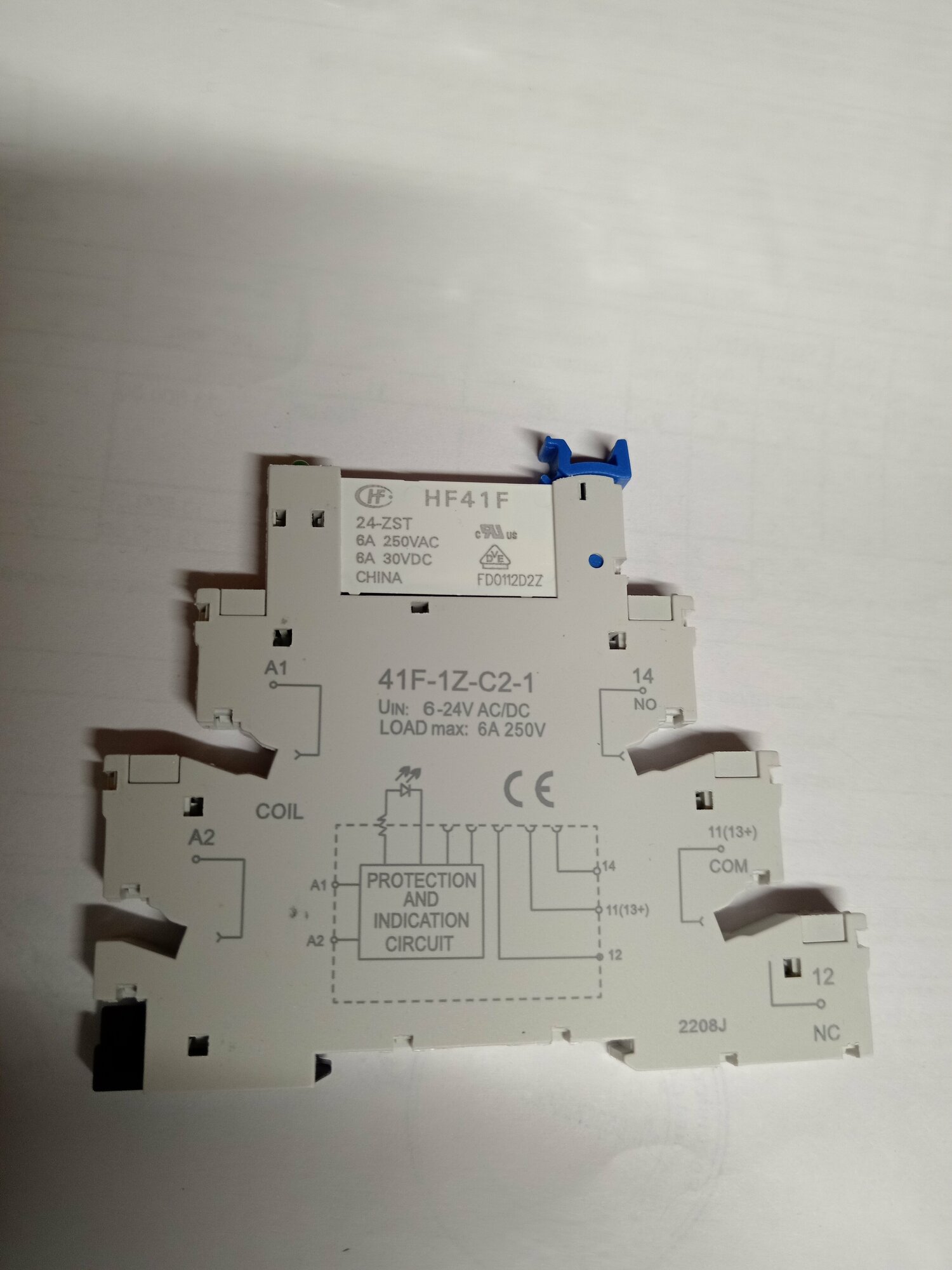 HF41-24-DA Комплект реле с розеткой 1CO 6A AgNi питание 24В AC/DC, Hongfa