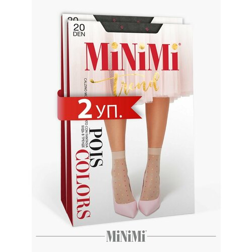 Носки MiNiMi, 20 den, 2 пары, размер 0 (UNI), белый, черный, серый гольфы полиамид minimi micro colors 70 гольфы набор 3 шт размер б р nero чёрный