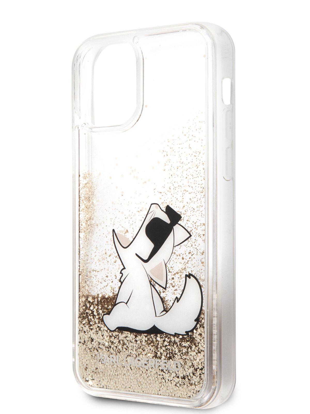 Lagerfeld для iPhone 12/12 Pro (6.1) чехол Liquid Glitter Choupette Fun Hard Gold