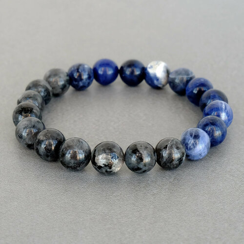 Браслет Ruby-Ruby, лабрадорит, содалит, размер 19 см, размер S, синий, серый