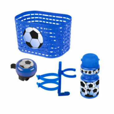Корзина велосипедная+фляга+звонок комплект синий "футбол" VENTURA KIDS