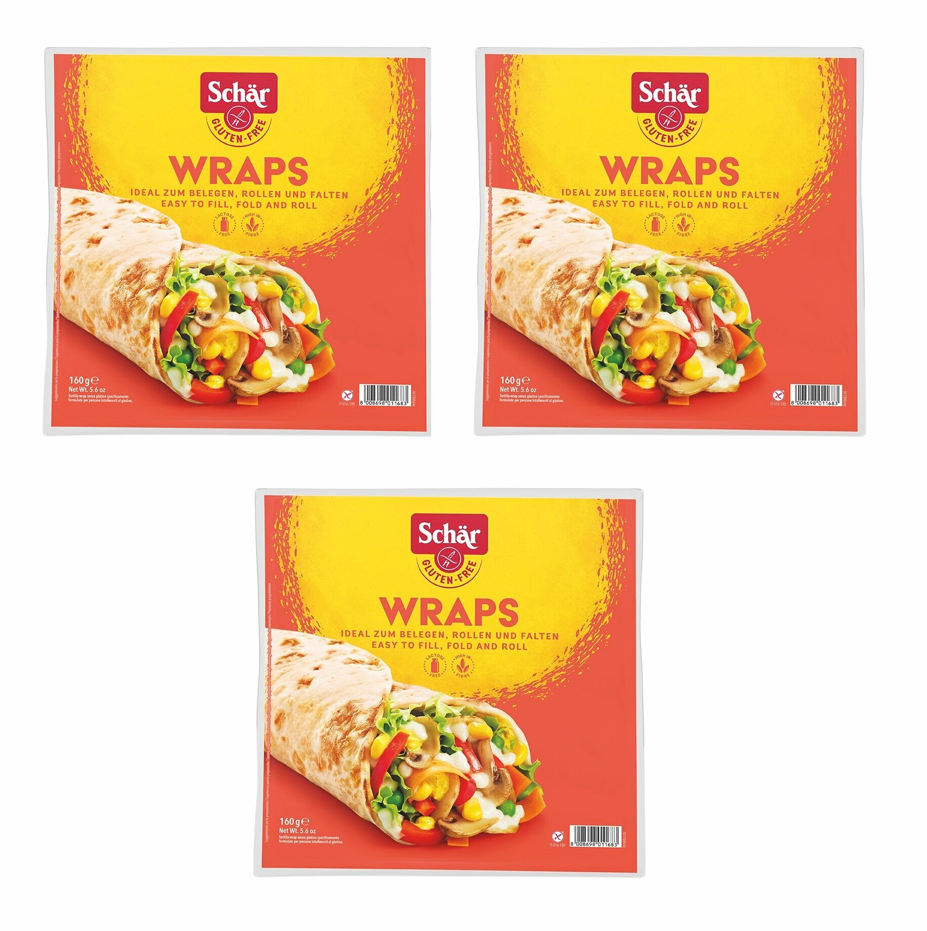 Хлебные лепешки "Wraps", т. м. Dr. Schar, 160 г (3 шт)