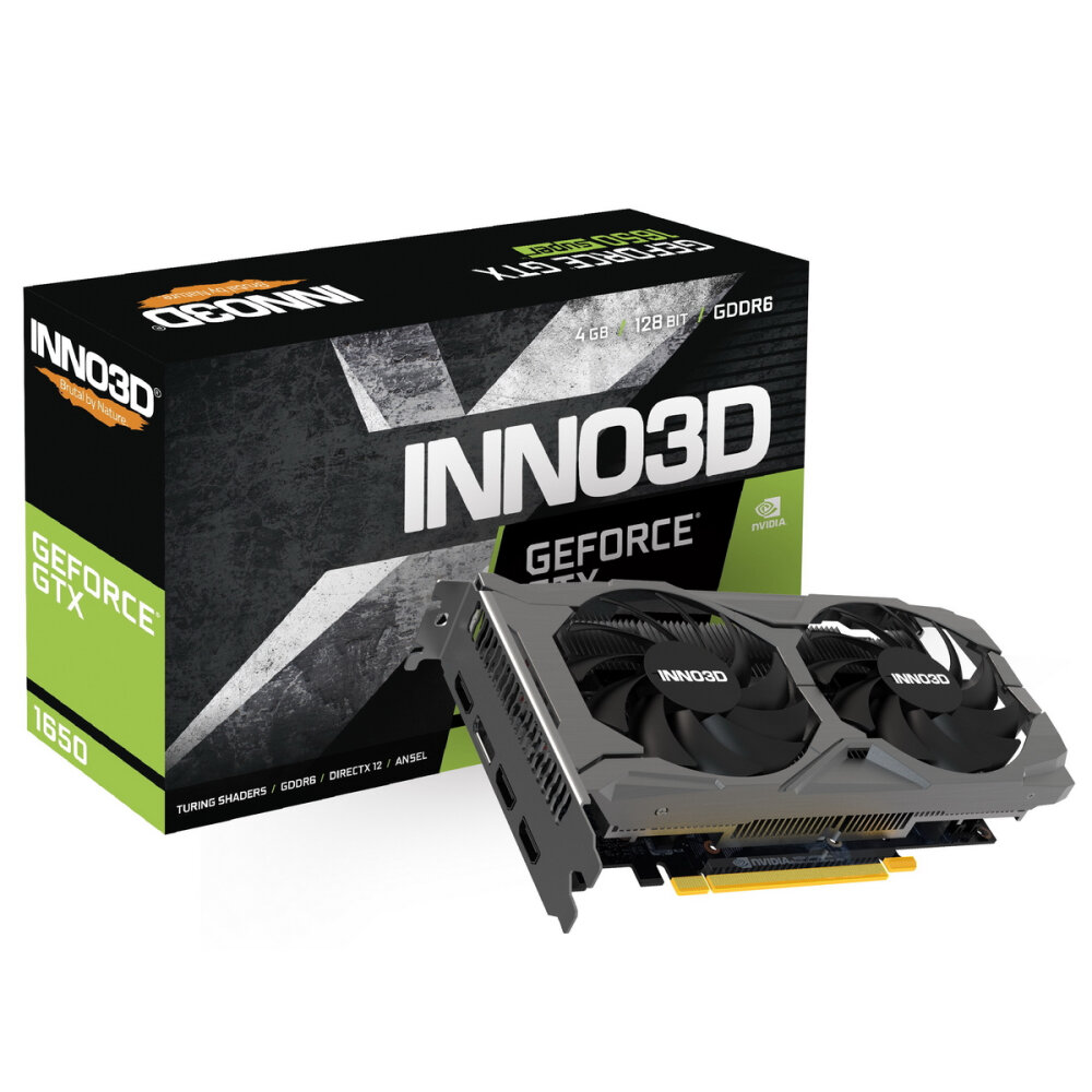 Видеокарта Inno3D Nvidia Geforce GTX1650 Twin X2 OC V3 4GB GDDR6 128-bit Hdmi DPx3 2FAN RTL N16502-0 .